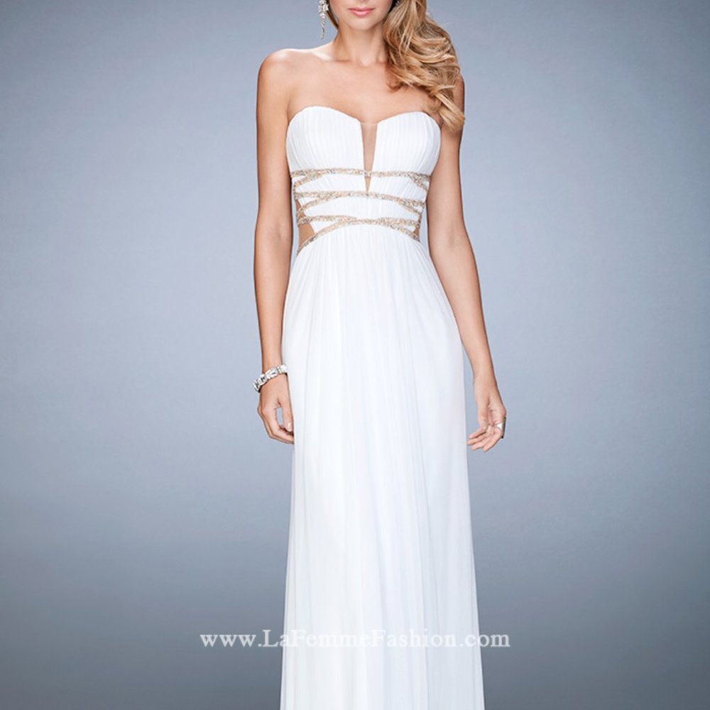 NWT 22465 Strapless Gown w/Midriff & Back Design